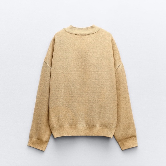 ZARA KINT BOMBER CARDIGAN WITH METALLIC THREAD Size M/L NWT - Picture 4 of 7